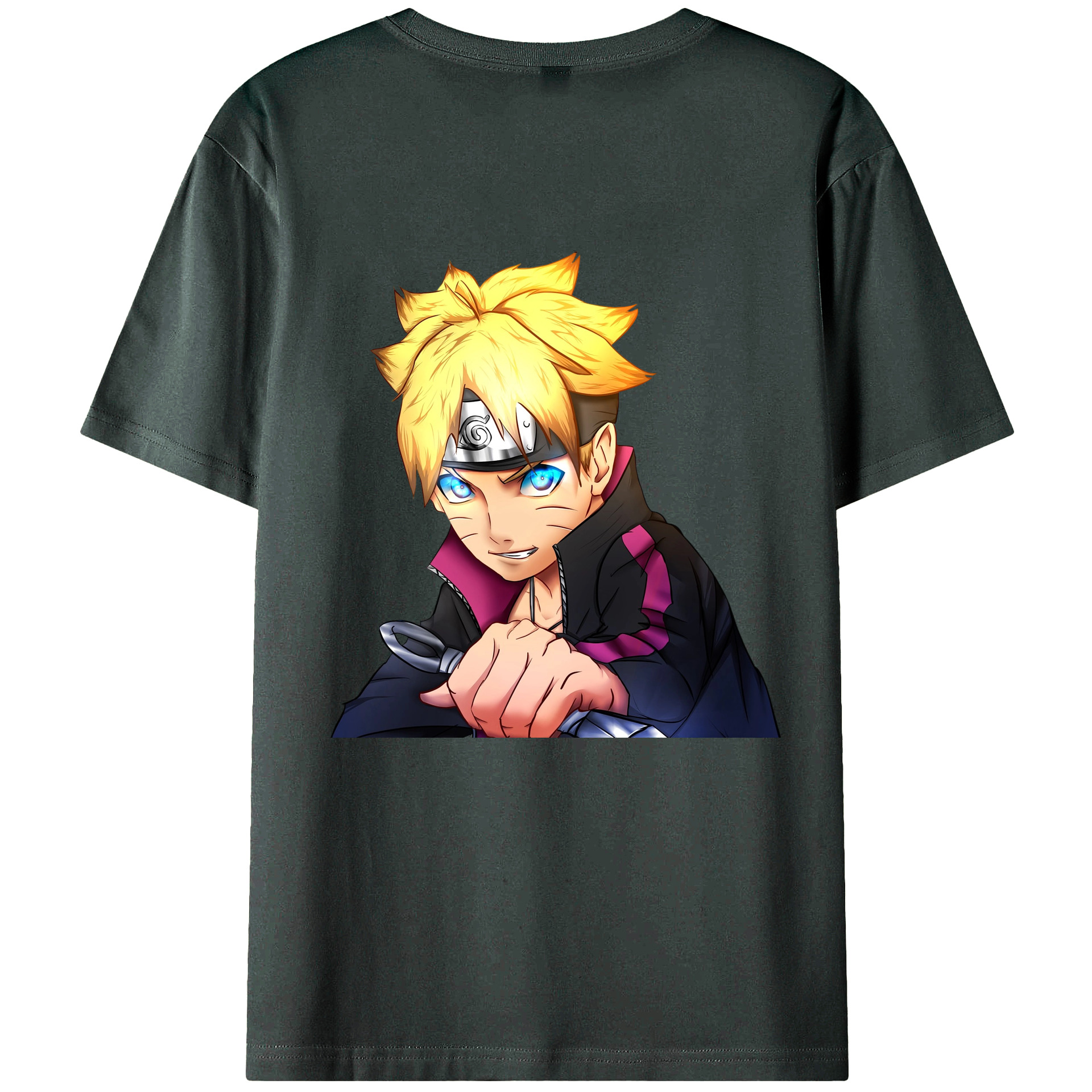 （画像用） NARUTO -ナルト- うずまき ボルト Uzumaki Boruto 綿100％ メンズ半袖Tシャツ（バックプリント） 通気性